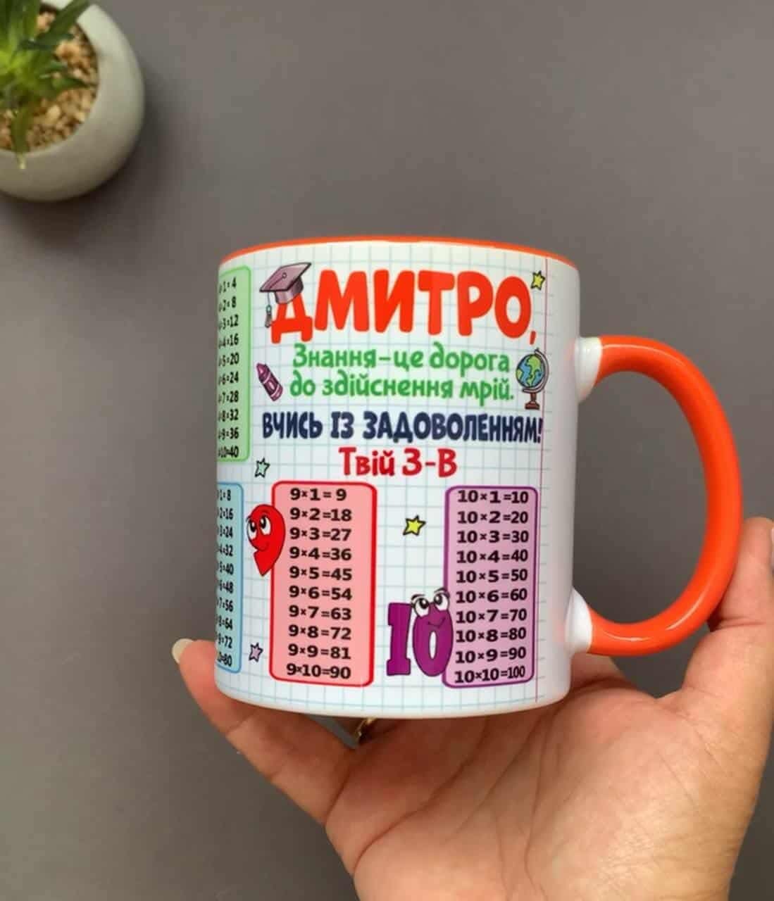 Чашка з таблицею множення іменна Чашка з таблицею множення іменна