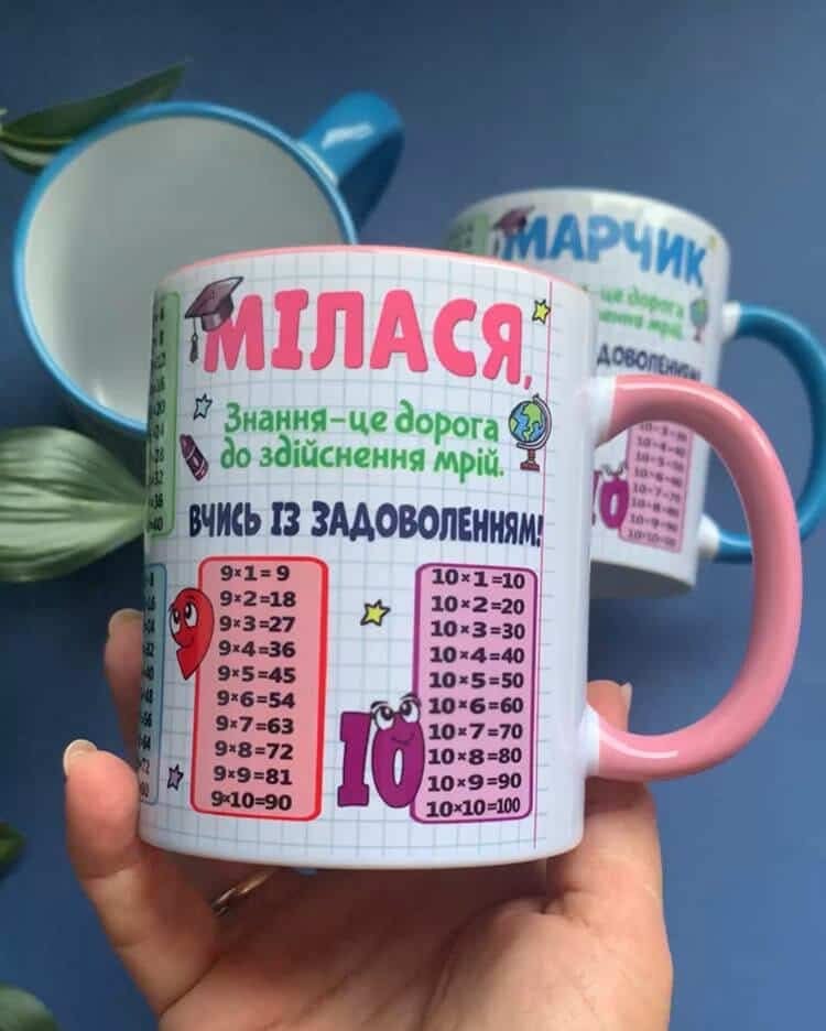Чашка з таблицею множення іменна Чашка з таблицею множення іменна