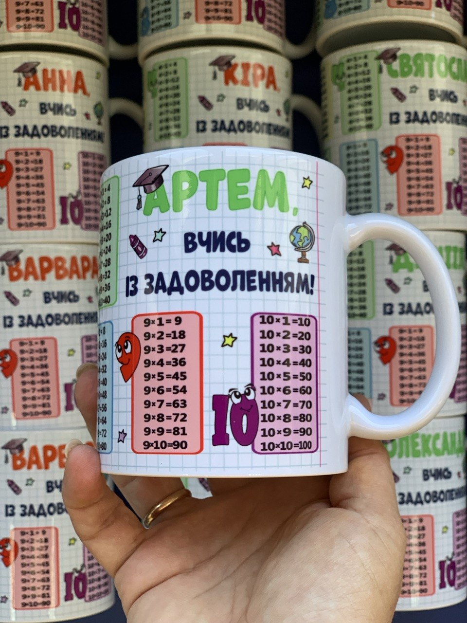 Чашка з таблицею множення іменна Чашка з таблицею множення іменна