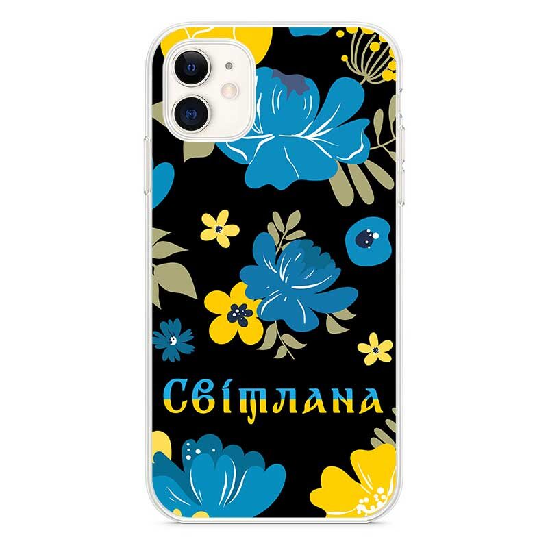Чохол "Жовто-блакитні квіти з іменем" для Meizu Чохол "Жовто-блакитні квіти з іменем" для Meizu