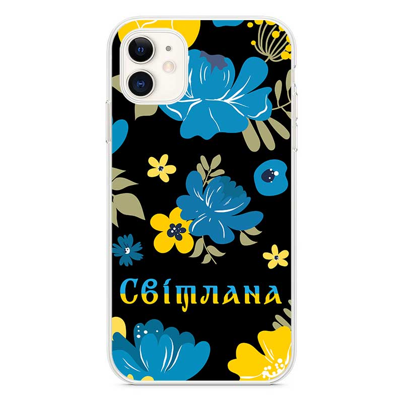 Чохол "Жовто-блакитні квіти з іменем" для Meizu Чохол "Жовто-блакитні квіти з іменем" для Meizu