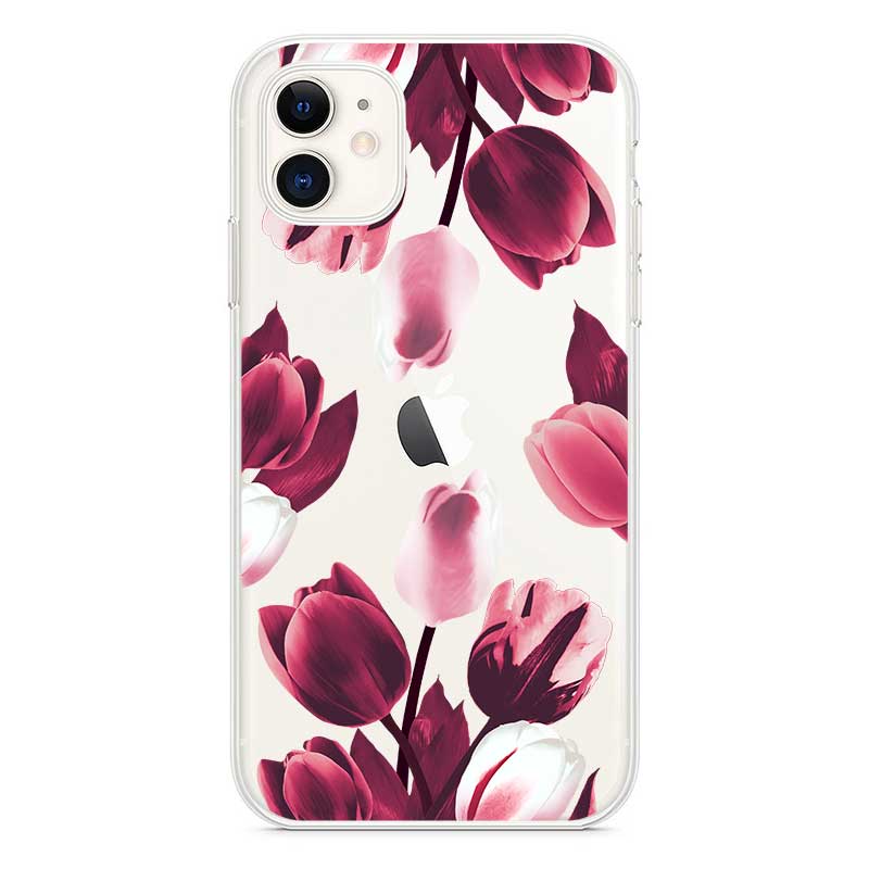 Чохол з тюльпанами для iPhone Бордо Чохол з тюльпанами для iPhone Бордо