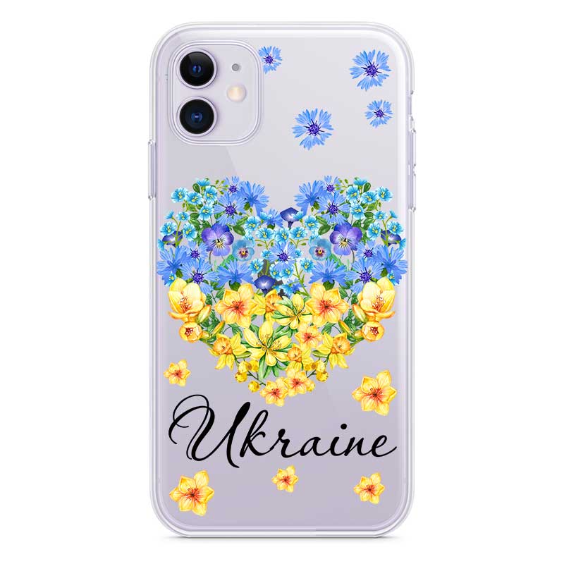Чохол із Серцем з жовто-блакитних квітів для iPhone Чохол із Серцем з жовто-блакитних квітів для iPhone