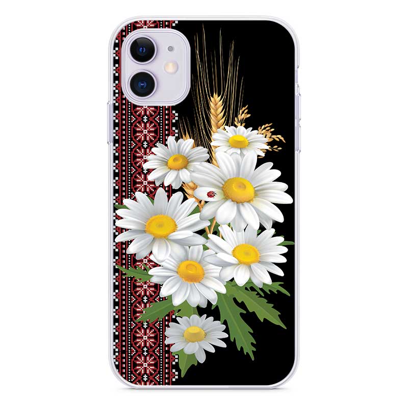 Чохол з ромашками та українським орнаментом для iPhone Чохол з ромашками та українським орнаментом для iPhone