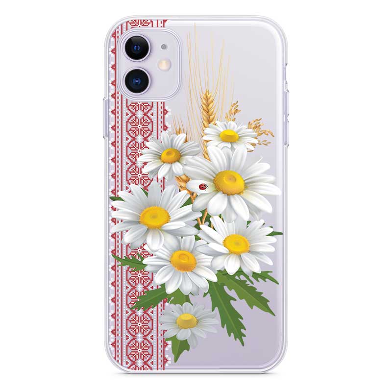 Чохол з ромашками та українським орнаментом для iPhone Чохол з ромашками та українським орнаментом для iPhone