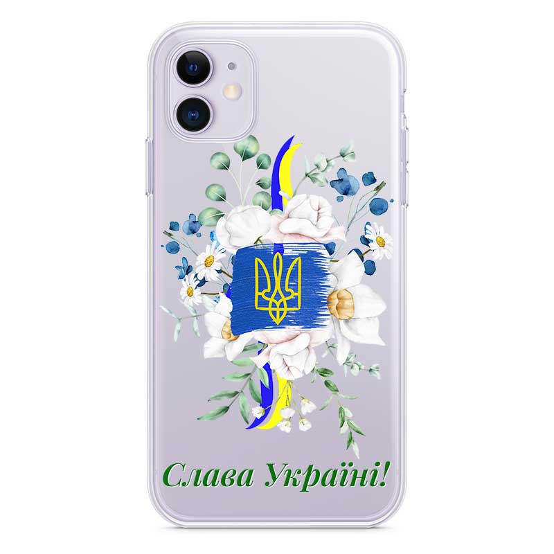 Чохол Слава Україні для iPhone з тризубом та квітами Чохол Слава Україні для iPhone з тризубом та квітами