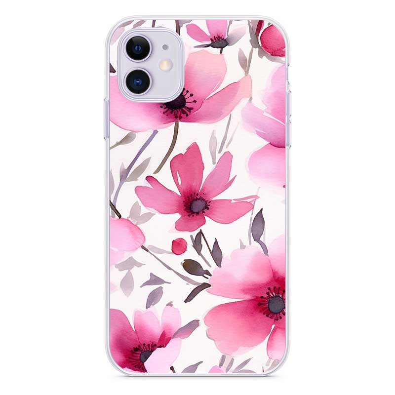 Чохол на iPhone 8 11 12 14 Pro max та інші з рожевими квітами Чохол на iPhone 8 11 12 14 Pro max та інші з рожевими квітами