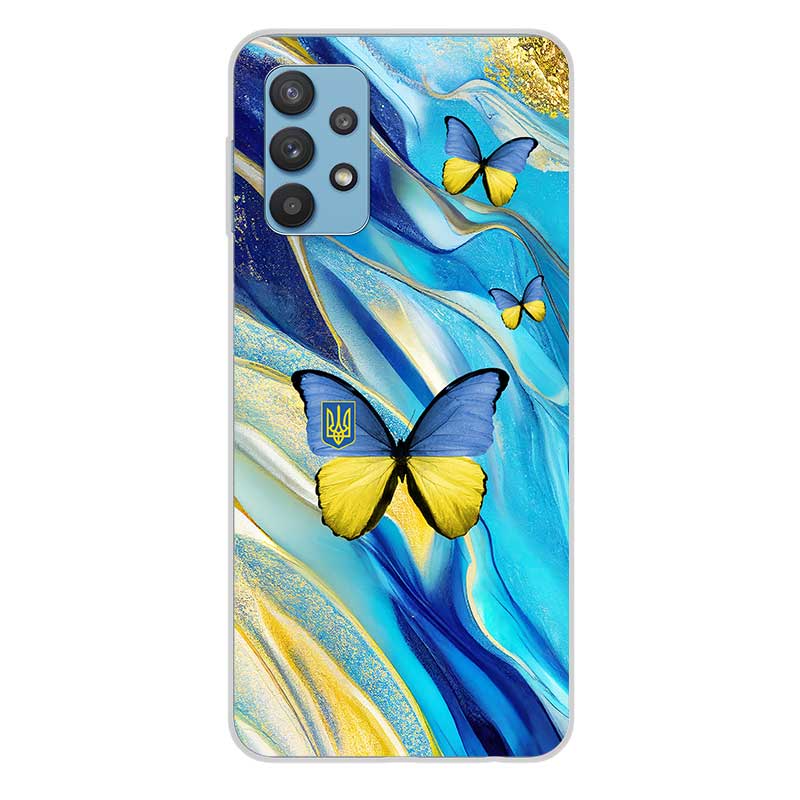 Чохол на Samsung A32 52 14 34 24 та інші з метеликами та жовто-блакитною абстракцією Чохол на Samsung A32 52 14 34 24 та інші з метеликами та жовто-блакитною абстракцією