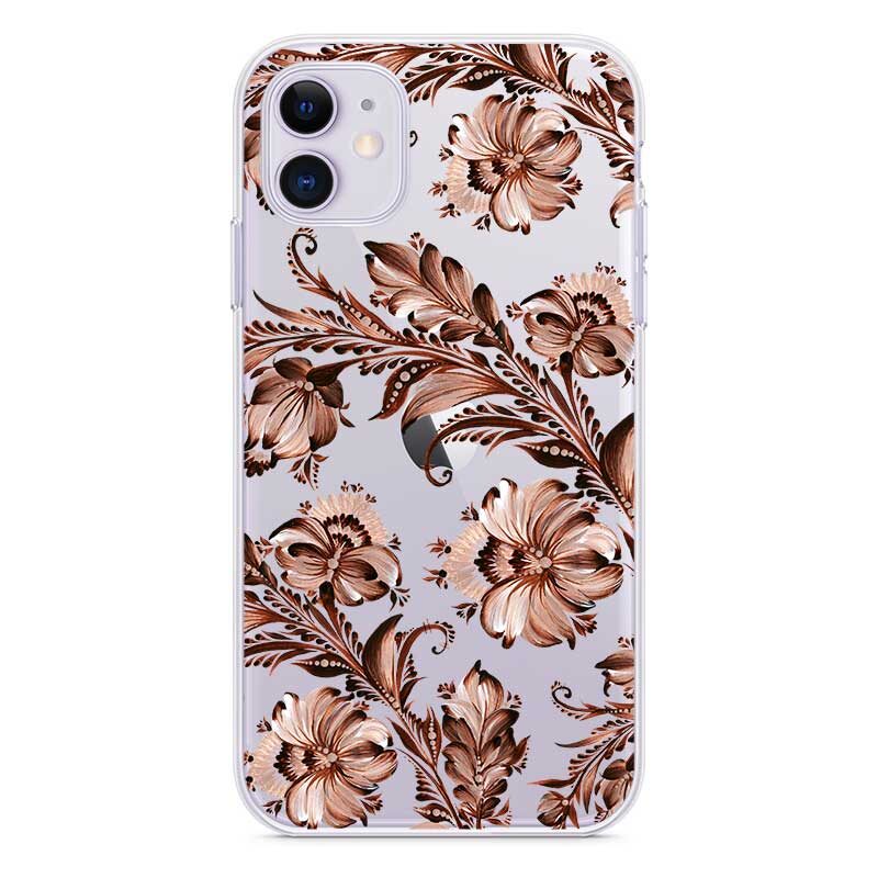Чохол на телефон Петриківський орнамент Ukrainian Chic Brown для iPhone 11 12 14 X та інші Чохол на телефон Петриківський орнамент Ukrainian Chic Brown для iPhone 11 12 14 X та інші