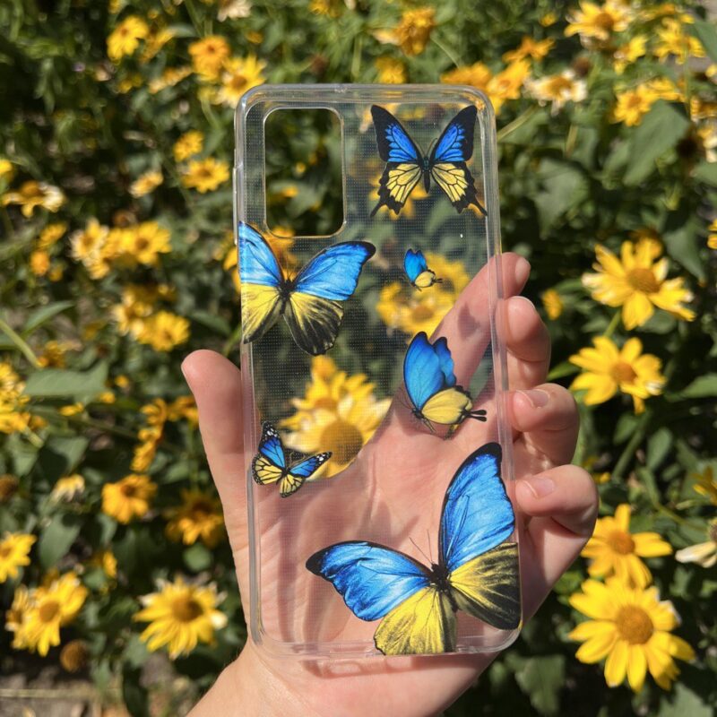 Патріотичний чохол на телефон з жовто-блакитними метеликами для iPhone 11 12 14 та інші Патріотичний чохол на телефон з жовто-блакитними метеликами для iPhone 11 12 14 та інші