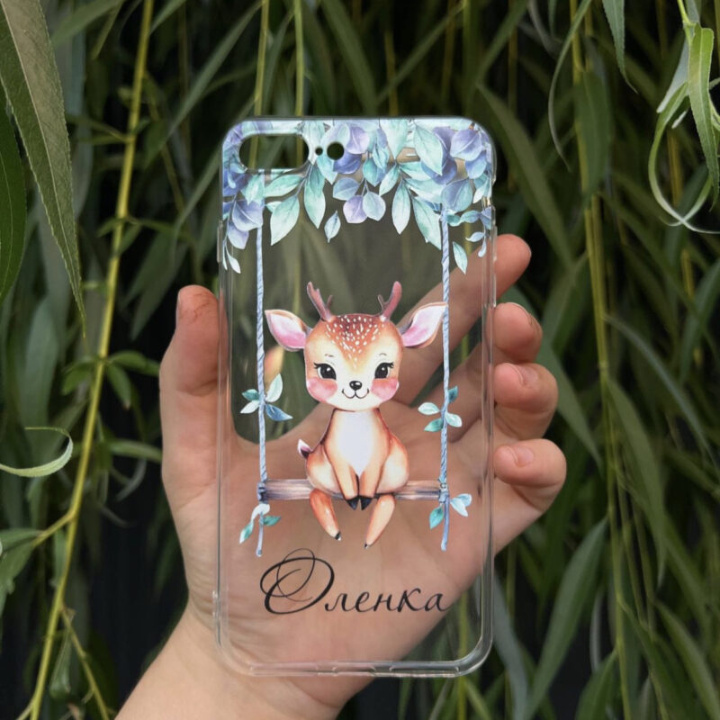 Чохол на телефон дитячий з оленем та іменем Baby Deer для iPhone 14 13 12 11 та інші Чохол на телефон дитячий з оленем та іменем Baby Deer для iPhone 14 13 12 11 та інші