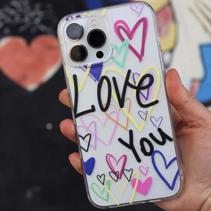 Прозорий чохол на телефон з графіті серцями Love you для Xiaomi redmi 10 11 12 інші Прозорий чохол на телефон з графіті серцями Love you для Xiaomi redmi 10 11 12 інші