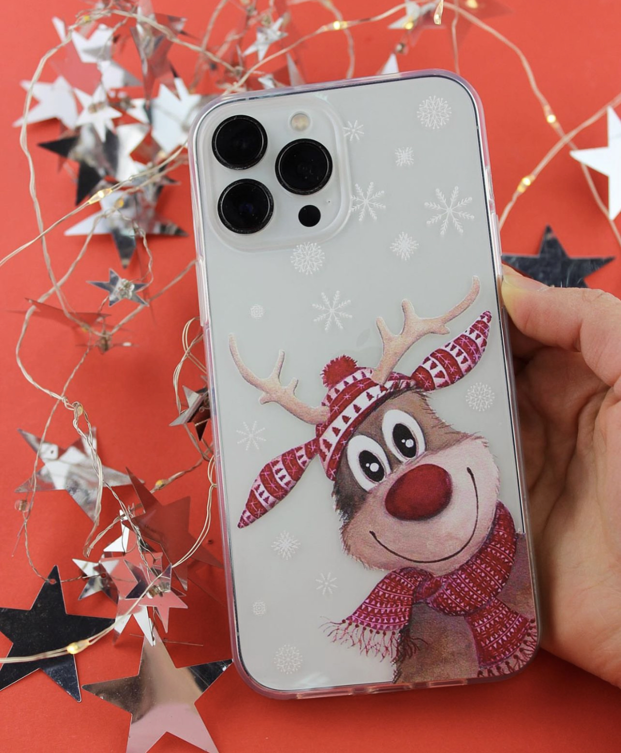 Чохол на телефон зимовий новорічний з оленем у шарфі для Samsung M A32 52 54 та інші Чохол на телефон зимовий новорічний з оленем у шарфі для Samsung M A32 52 54 та інші