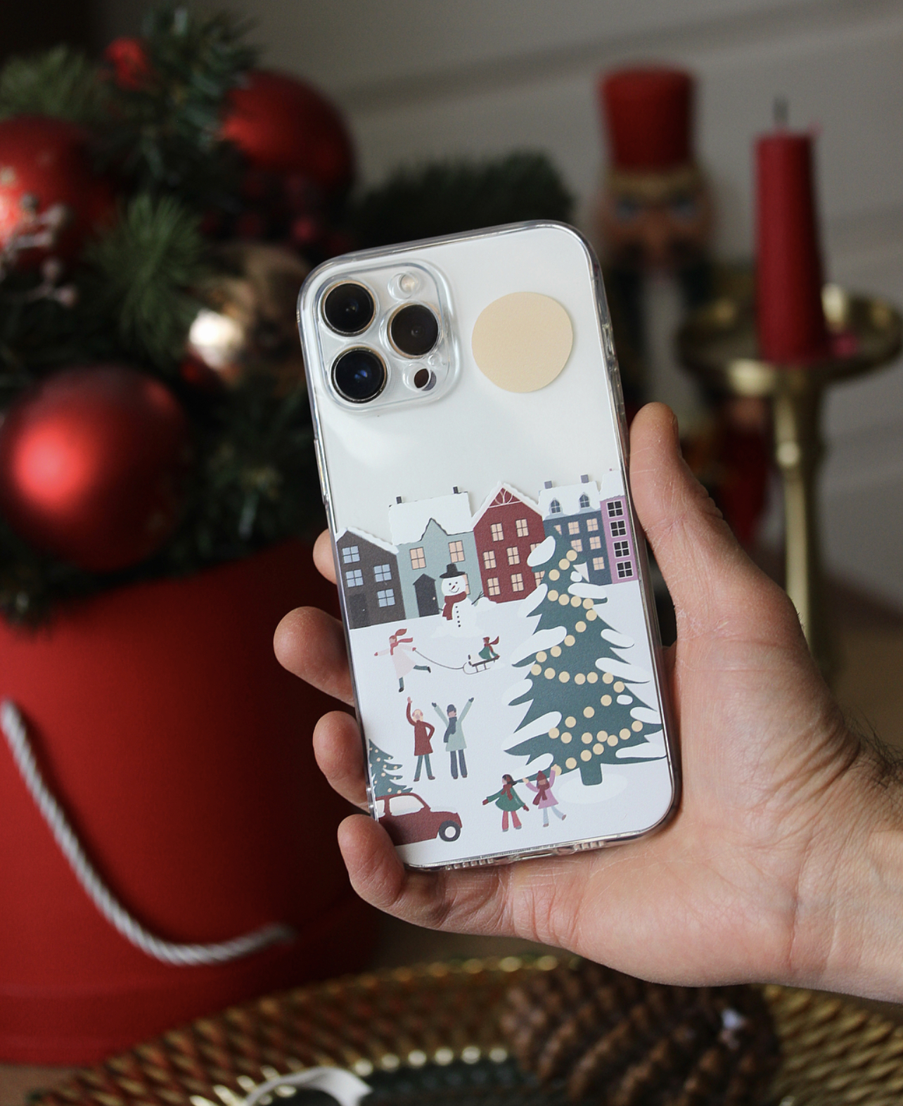 Чохол зимовий на телефон з ялинкою сніговиком Winter City для iPhonе 11 12 13 15 та інші Чохол зимовий на телефон з ялинкою сніговиком Winter City для iPhonе 11 12 13 15 та інші