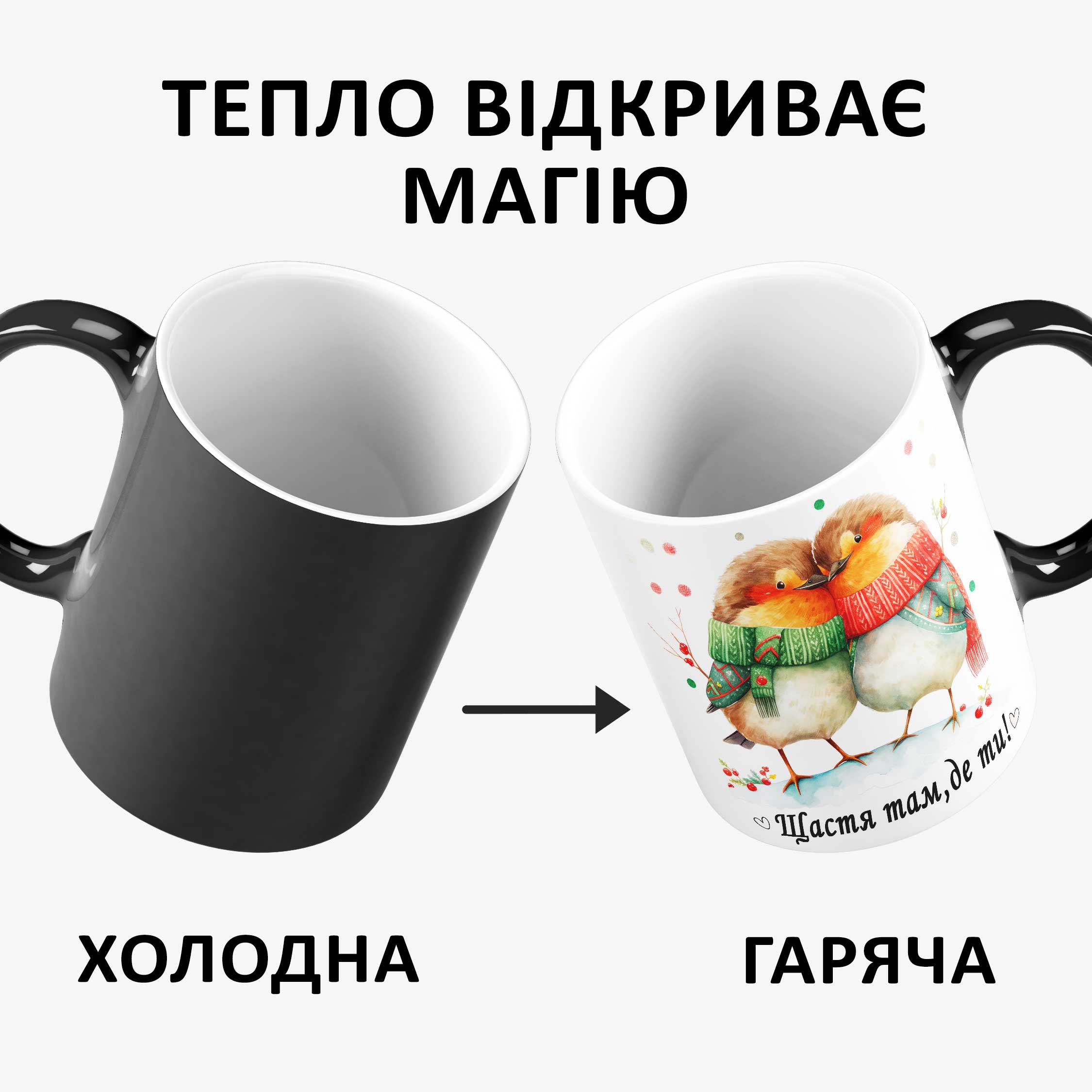 Чашка з пташками "Щастя там,де ти!"-романтичне горнятко для коханих Чашка з пташками "Щастя там,де ти!"-романтичне горнятко для коханих