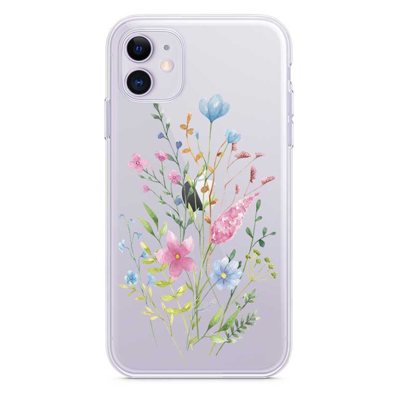 Чохол з квітами для iPhone 11 12 15 та інші силіконовий Pink Floral Чохол з квітами для iPhone 11 12 15 та інші силіконовий Pink Floral