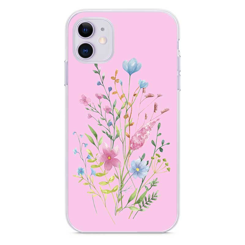 Чохол з квітами для iPhone 11 12 15 та інші силіконовий Pink Floral Чохол з квітами для iPhone 11 12 15 та інші силіконовий Pink Floral
