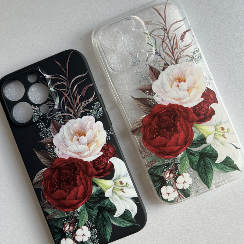 Чохол з півоніями та бавовною для iPhone 17, 16, 15, 14, 13, 11 (всі моделі) Чохол з півоніями та бавовною для iPhone 17, 16, 15, 14, 13, 11 (всі моделі)